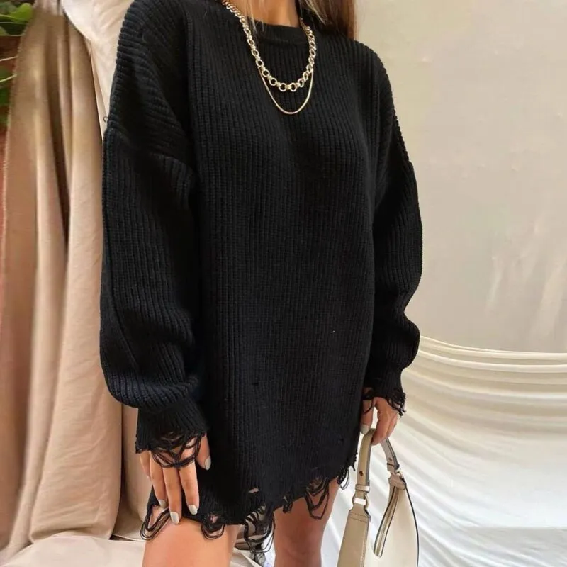 Joskaa hoco dresses Autumn Elegant Solid Office Lady Mini Dress Women Turtleneck Warm Winter Sweater Dress Casual Long Sleeve Knitted Pullover Dress