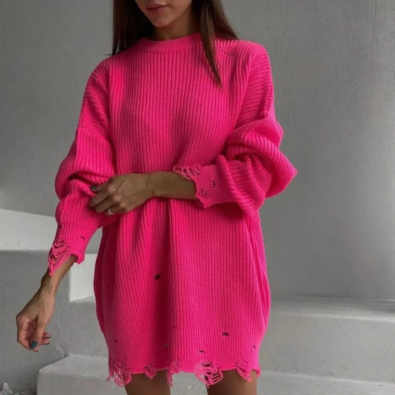 Joskaa hoco dresses Autumn Elegant Solid Office Lady Mini Dress Women Turtleneck Warm Winter Sweater Dress Casual Long Sleeve Knitted Pullover Dress