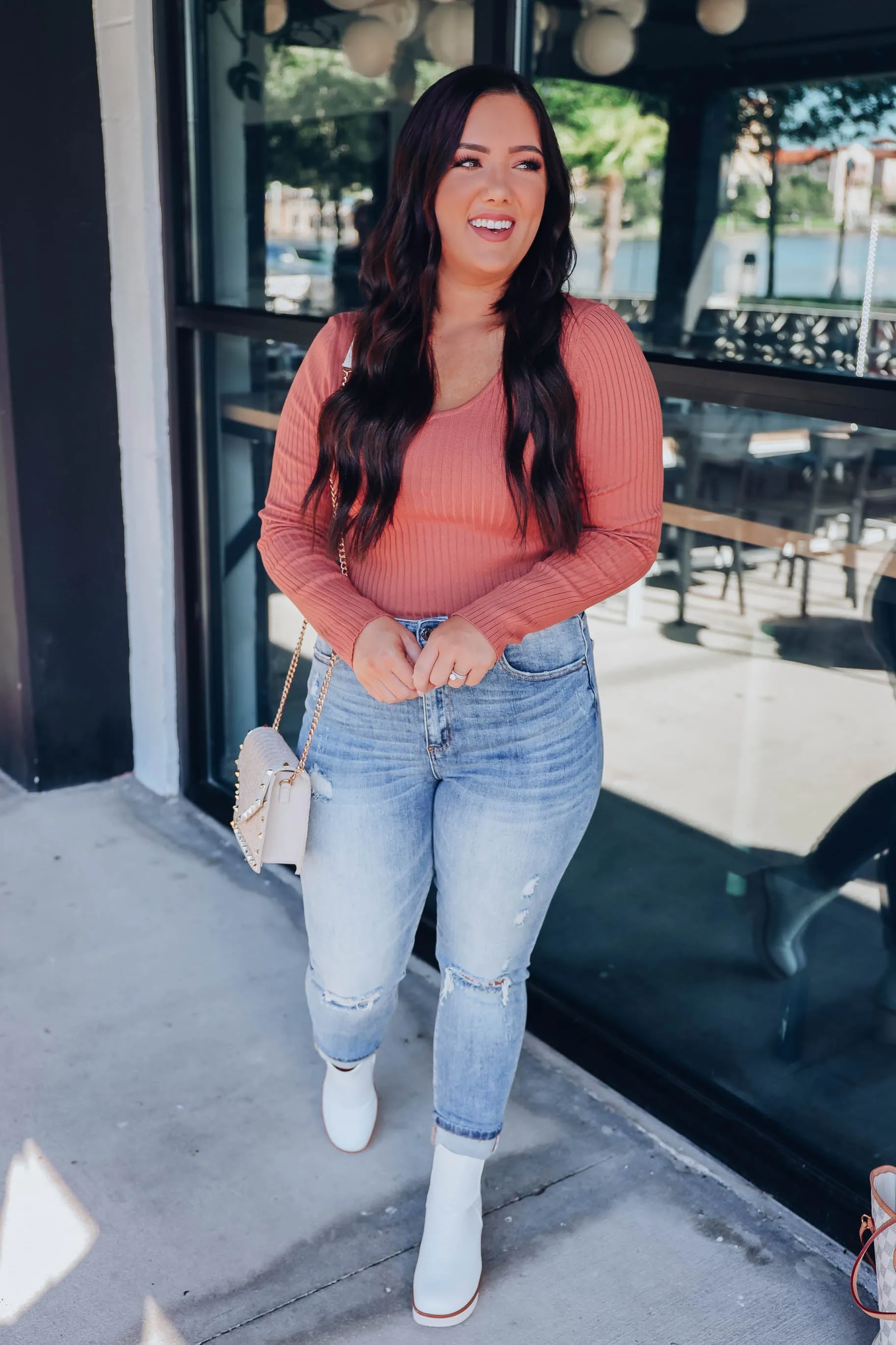 The Basics Ribbed Bodysuit - Terracotta