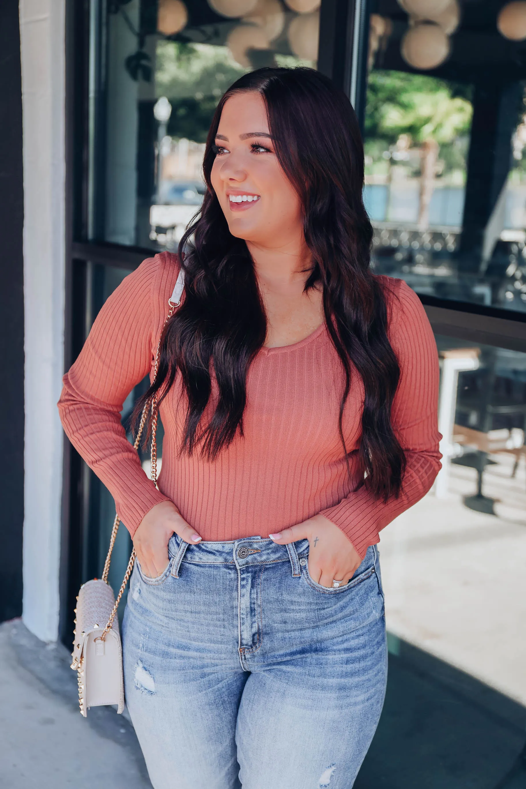 The Basics Ribbed Bodysuit - Terracotta
