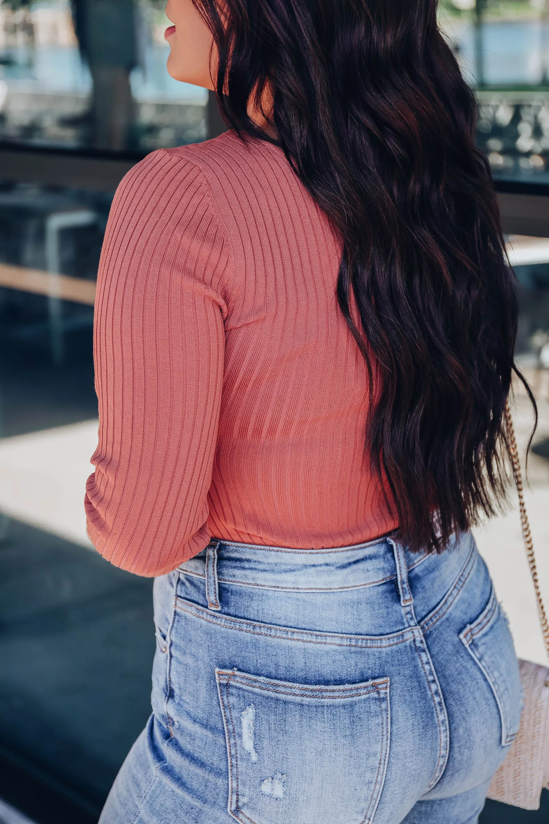 The Basics Ribbed Bodysuit - Terracotta