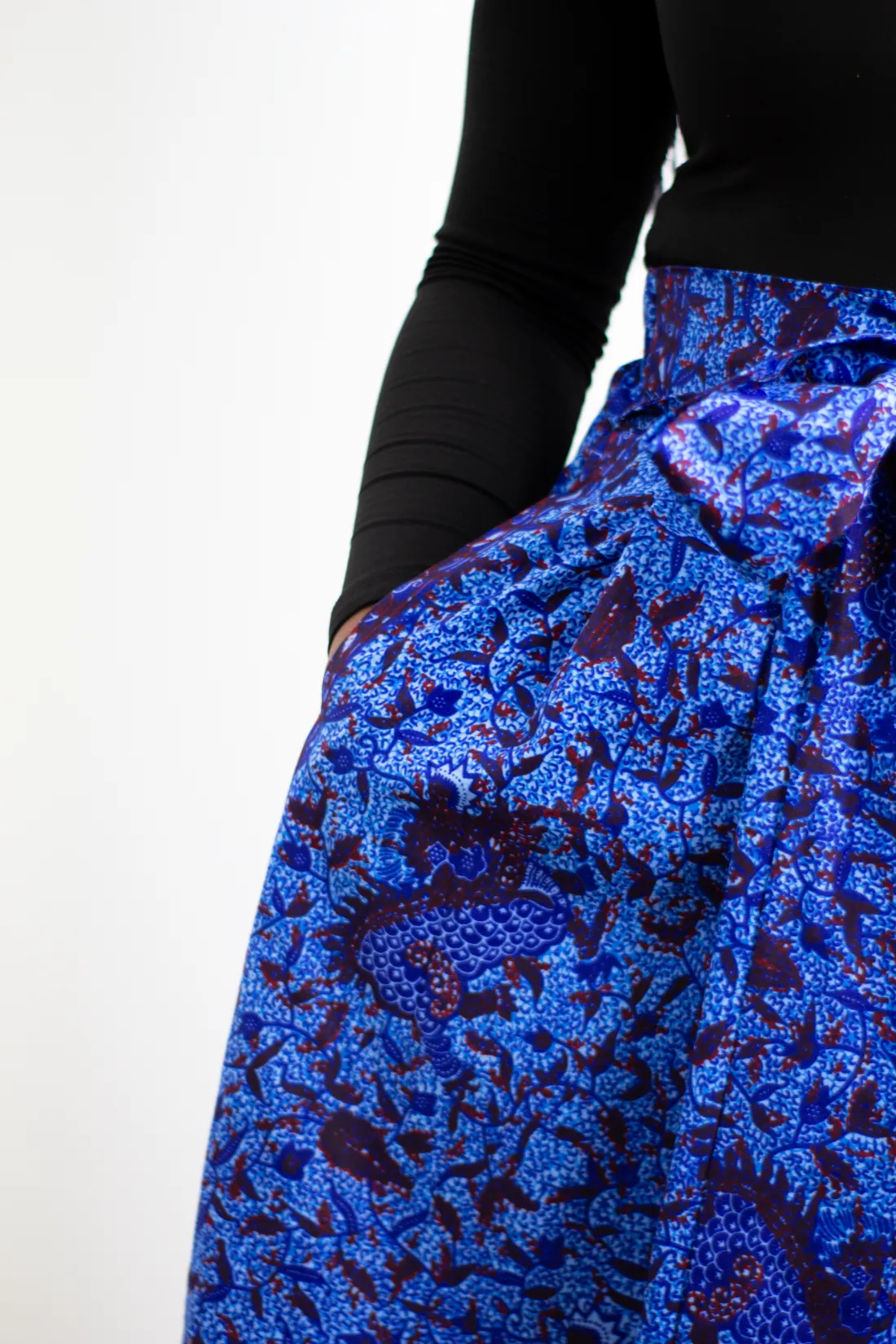 The Ultimate Phoebe Blue African Print Pleated Maxi Skirt