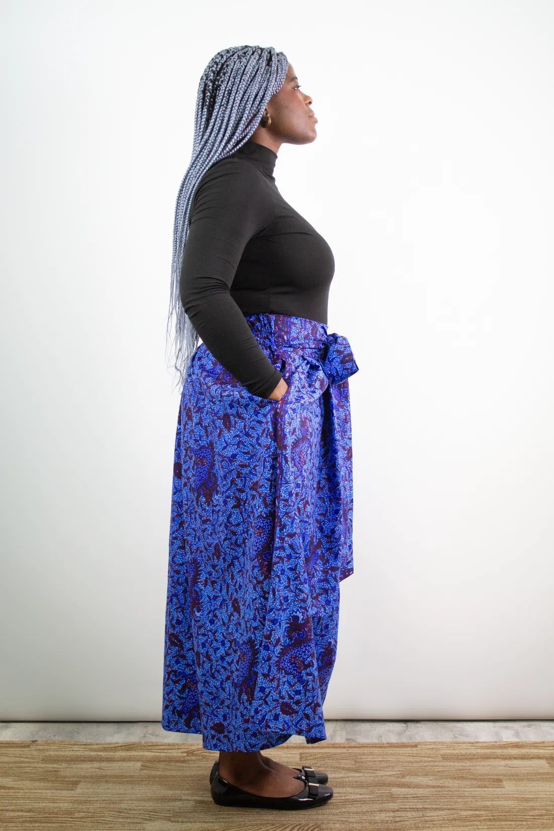 The Ultimate Phoebe Blue African Print Pleated Maxi Skirt